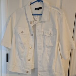Talbots White Short-Sleeve Jean Jacket